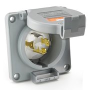 Hubbell Wiring Device-Kellems Locking Devices, Twist-Lock®, Industrial, Reversed Service Flanged Inlet, 30A 125/250V, 3-Pole 4-Wire Grounding, L14-30P, Screw Terminal, Gray HBL2715SWR